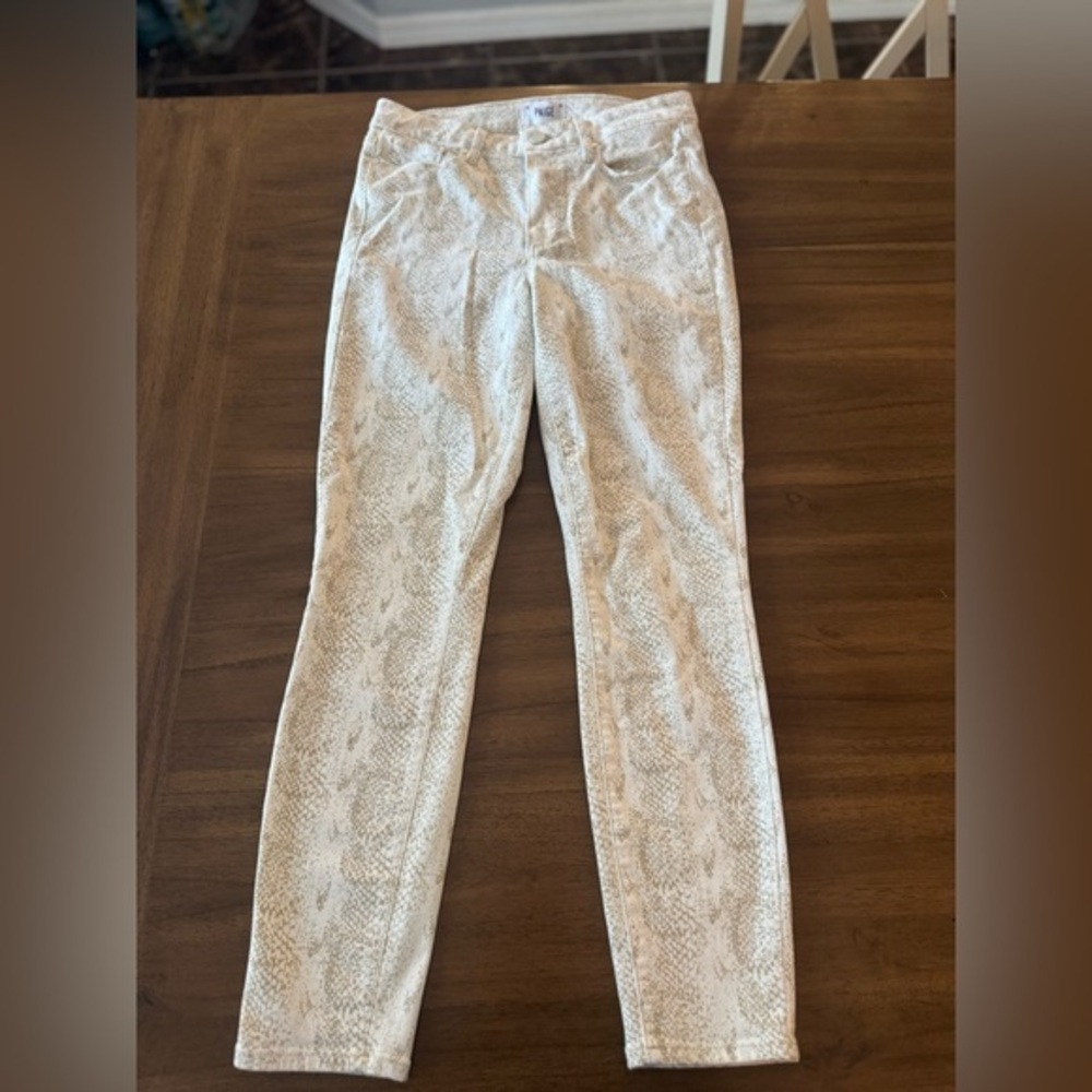 Paige Women's Hoxton Ankle White Snake Print Jeans  Size 30
